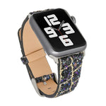 สายหนังแท้ประดับเลื่อมกลิตเตอร์ สำหรับ Apple Watch 5 & 4 44mm / 3 & 2 & 1 42mm, สำหรับ Apple Watch Series 7 41mm / 6 & SE & 5 & 4 40mm / 3 & 2 & 1 38mm, สำหรับ Apple Watch Series 8&7 41mm / SE 2&6&SE&5&4 40mm / 3&2&1 38mm