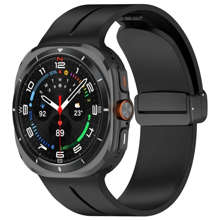 สายรัดนาฬิกาซิลิโคนหัวเข็มขัดพับแม่เหล็ก สำหรับ Samsung Galaxy Watch Ultra 47mm / Ultra 2025