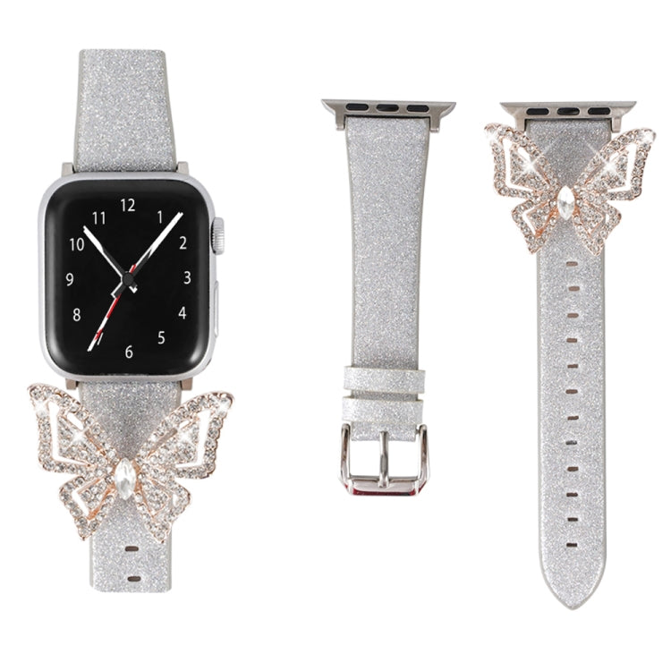 สายเปลี่ยนรูปโบว์ประดับเพชรกลิตเตอร์ สำหรับ Apple Watch 5 & 4 44mm / 3 & 2 & 1 42mm