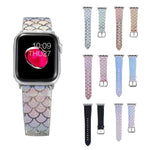 สายเปลี่ยนลายเกล็ดปลากลิตเตอร์เปลี่ยนสีได้ สำหรับ Apple Watch 5 & 4 ขนาด 40 มม. / 3 & 2 & 1 ขนาด 38 มม., สำหรับ Apple Watch 5 & 4 ขนาด 44 มม. / 3 & 2 & 1 ขนาด 42 มม.