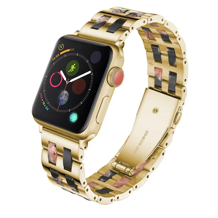 Stainless Steel + Resin Watch Wrist Strap, For Apple Watch 5 & 4 44mm / 3 & 2 & 1 42mm, For Apple Watch Series 8&7 41mm / SE 2&6&SE&5&4 40mm / 3&2&1 38mm, For Apple Watch Series 7 41mm / 6 & SE & 5 & 4 40mm / 3 & 2 & 1 38mm
