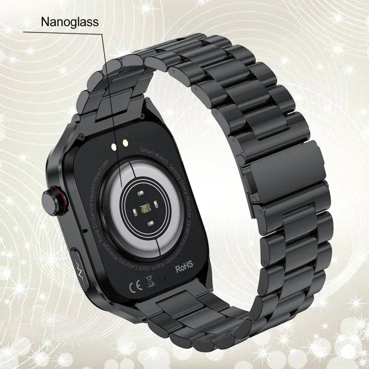 TK16 สมาร์ทวอทช์หน้าจอ LCD 2.04 นิ้ว สายเหล็ก รองรับการตรวจสุขภาพ