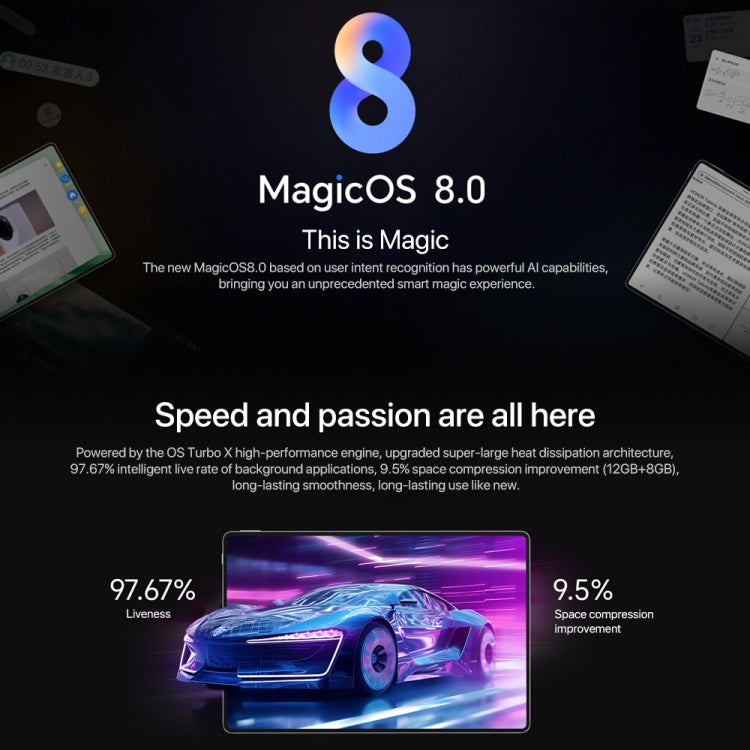 Honor MagicPad2 แท็บเล็ต WiFi ขนาด 12.3 นิ้ว MagicOS 8.0.1 Qualcomm Snapdragon 8s Gen 3 Octa Core, 8GB+256GB, 12GB+256GB, 16GB+512GB, 16GB+1TB