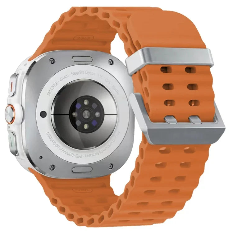 สายรัดนาฬิกาซิลิโคนแบบหัวเข็มขัดคู่สีเงิน Ocean สำหรับ Samsung Galaxy Watch Ultra 47มม. / Ultra 2025