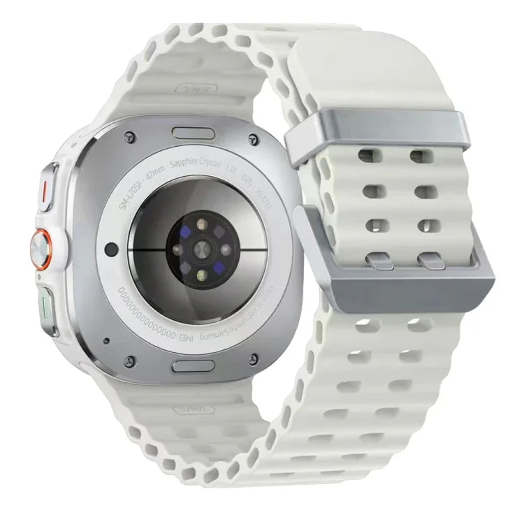 สายรัดนาฬิกาซิลิโคนแบบหัวเข็มขัดคู่สีเงิน Ocean สำหรับ Samsung Galaxy Watch Ultra 47มม. / Ultra 2025