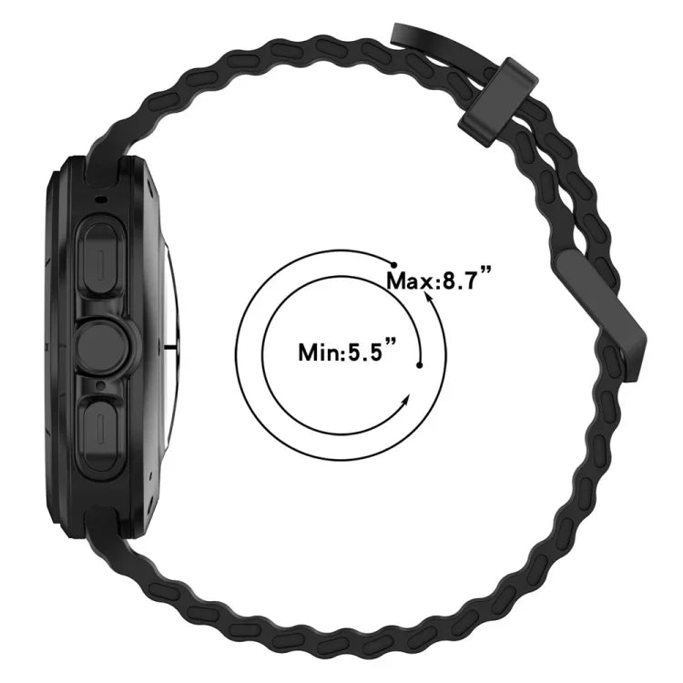 สายรัดนาฬิกาซิลิโคนแบบหัวเข็มขัดคู่สีเงิน Ocean สำหรับ Samsung Galaxy Watch Ultra 47มม. / Ultra 2025