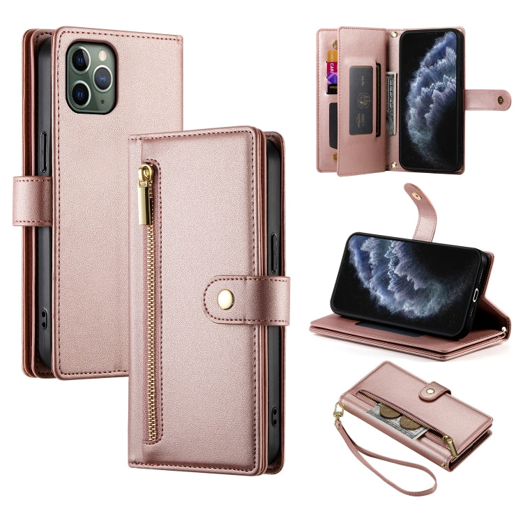 กระเป๋าสตางค์หนังพร้อมซิปและช่องใส่บัตร 9 ช่อง สำหรับ iPhone 11 Pro Max, สำหรับ iPhone 11, สำหรับ iPhone 11 Pro
