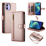 กระเป๋าสตางค์หนังพร้อมซิปและช่องใส่บัตร 9 ช่อง สำหรับ iPhone 14 Pro Max, สำหรับ iPhone 13 Pro Max, สำหรับ iPhone 13 Pro, สำหรับ iPhone 13, สำหรับ iPhone 13 mini, สำหรับ iPhone 12 / 12 Pro, สำหรับ iPhone 12 Pro Max, สำหรับ iPhone 12 mini