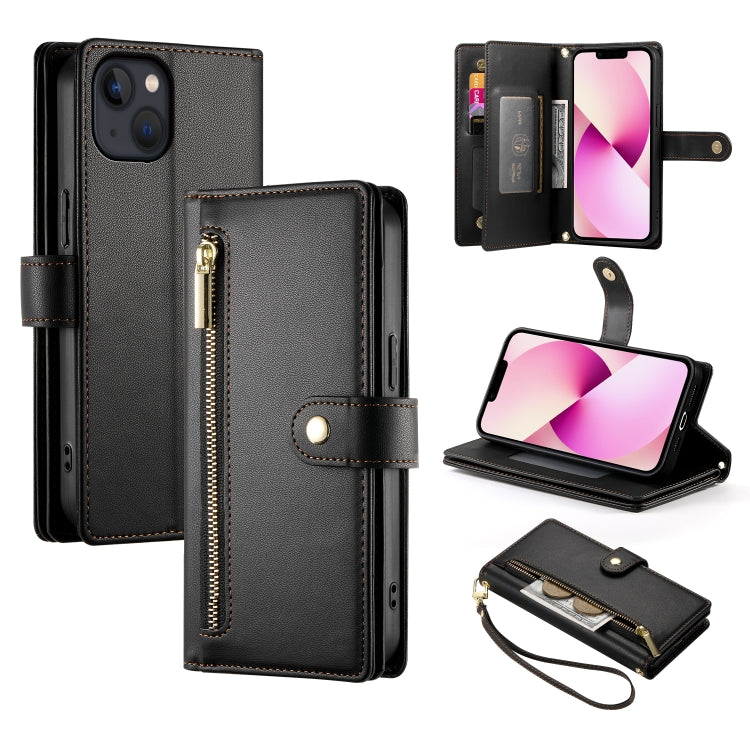 กระเป๋าสตางค์หนังพร้อมซิปและช่องใส่บัตร 9 ช่อง สำหรับ iPhone 14 Pro Max, สำหรับ iPhone 13 Pro Max, สำหรับ iPhone 13 Pro, สำหรับ iPhone 13, สำหรับ iPhone 13 mini, สำหรับ iPhone 12 / 12 Pro, สำหรับ iPhone 12 Pro Max, สำหรับ iPhone 12 mini