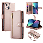 กระเป๋าสตางค์หนังพร้อมซิปและช่องใส่บัตร 9 ช่อง สำหรับ iPhone 14 Pro Max, สำหรับ iPhone 13 Pro Max, สำหรับ iPhone 13 Pro, สำหรับ iPhone 13, สำหรับ iPhone 13 mini, สำหรับ iPhone 12 / 12 Pro, สำหรับ iPhone 12 Pro Max, สำหรับ iPhone 12 mini