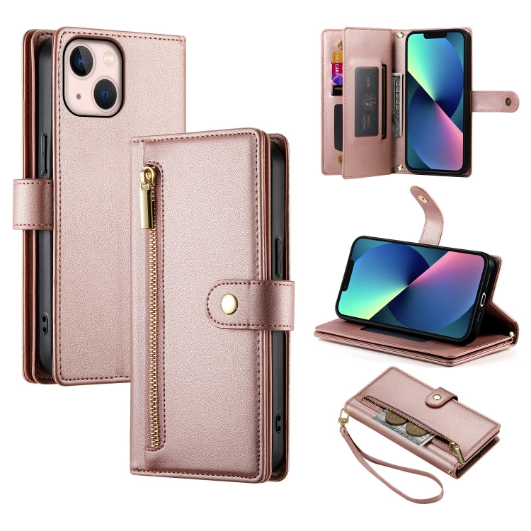 กระเป๋าสตางค์หนังพร้อมซิปและช่องใส่บัตร 9 ช่อง สำหรับ iPhone 14 Pro Max, สำหรับ iPhone 13 Pro Max, สำหรับ iPhone 13 Pro, สำหรับ iPhone 13, สำหรับ iPhone 13 mini, สำหรับ iPhone 12 / 12 Pro, สำหรับ iPhone 12 Pro Max, สำหรับ iPhone 12 mini