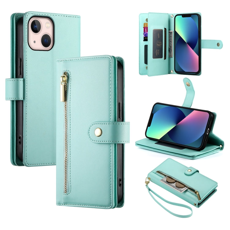 กระเป๋าสตางค์หนังพร้อมซิปและช่องใส่บัตร 9 ช่อง สำหรับ iPhone 14 Pro Max, สำหรับ iPhone 13 Pro Max, สำหรับ iPhone 13 Pro, สำหรับ iPhone 13, สำหรับ iPhone 13 mini, สำหรับ iPhone 12 / 12 Pro, สำหรับ iPhone 12 Pro Max, สำหรับ iPhone 12 mini