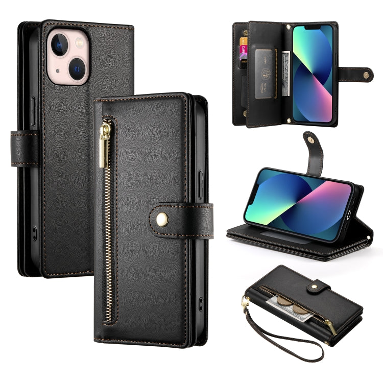 กระเป๋าสตางค์หนังพร้อมซิปและช่องใส่บัตร 9 ช่อง สำหรับ iPhone 14 Pro Max, สำหรับ iPhone 13 Pro Max, สำหรับ iPhone 13 Pro, สำหรับ iPhone 13, สำหรับ iPhone 13 mini, สำหรับ iPhone 12 / 12 Pro, สำหรับ iPhone 12 Pro Max, สำหรับ iPhone 12 mini