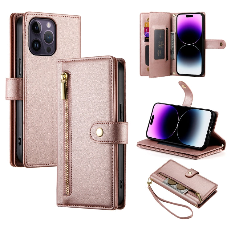 กระเป๋าสตางค์หนังพร้อมซิปและช่องใส่บัตร 9 ช่อง สำหรับ iPhone 14 Pro Max, สำหรับ iPhone 13 Pro Max, สำหรับ iPhone 13 Pro, สำหรับ iPhone 13, สำหรับ iPhone 13 mini, สำหรับ iPhone 12 / 12 Pro, สำหรับ iPhone 12 Pro Max, สำหรับ iPhone 12 mini