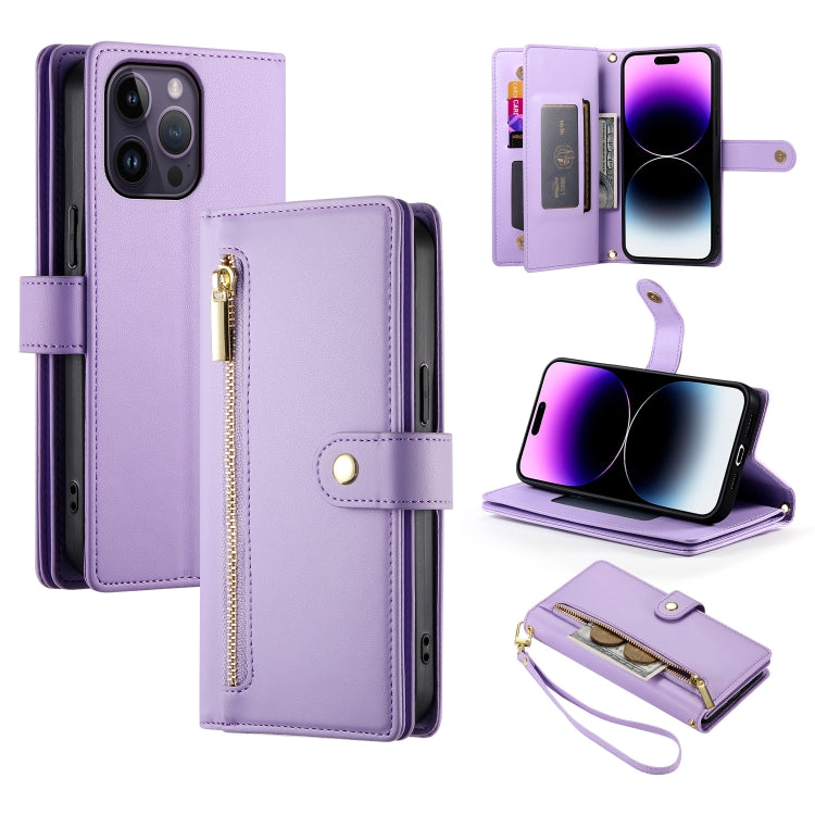 กระเป๋าสตางค์หนังพร้อมซิปและช่องใส่บัตร 9 ช่อง สำหรับ iPhone 14 Pro Max, สำหรับ iPhone 13 Pro Max, สำหรับ iPhone 13 Pro, สำหรับ iPhone 13, สำหรับ iPhone 13 mini, สำหรับ iPhone 12 / 12 Pro, สำหรับ iPhone 12 Pro Max, สำหรับ iPhone 12 mini