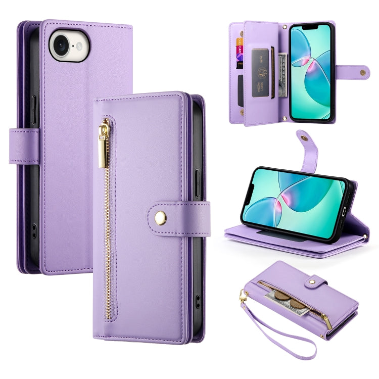 กระเป๋าสตางค์หนังพร้อมซิปและช่องใส่บัตร 9 ช่อง สำหรับ iPhone 17 Pro Max, สำหรับ iPhone 17 Pro, สำหรับ iPhone 17, สำหรับ iPhone Air, สำหรับ iPhone 16e, สำหรับ iPhone 16 Pro Max, สำหรับ iPhone 16 Pro, สำหรับ iPhone 16 Plus
