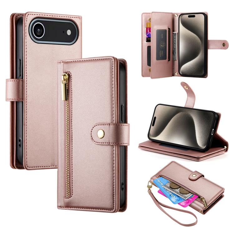 กระเป๋าสตางค์หนังพร้อมซิปและช่องใส่บัตร 9 ช่อง สำหรับ iPhone 17 Pro Max, สำหรับ iPhone 17 Pro, สำหรับ iPhone 17, สำหรับ iPhone Air, สำหรับ iPhone 16e, สำหรับ iPhone 16 Pro Max, สำหรับ iPhone 16 Pro, สำหรับ iPhone 16 Plus