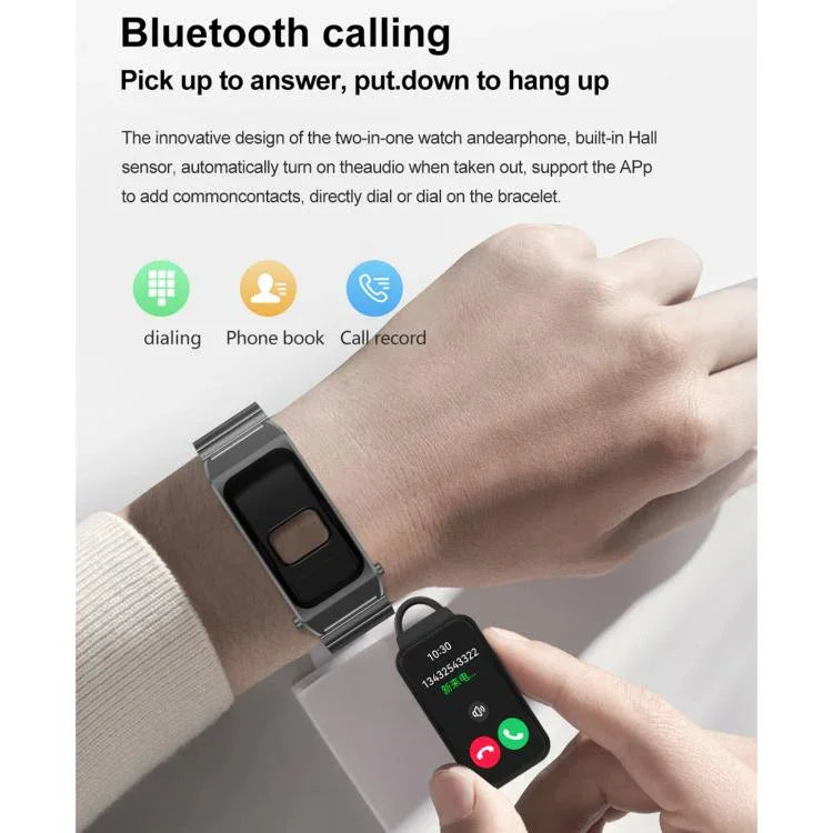 B7 Pro นาฬิกาอัจฉริยะหน้าจอ 1.5 นิ้ว 2 ใน 1 พร้อมหูฟังบลูทูธ สายซิลิโคน รองรับการวัดอัตราการเต้นหัวใจ / การติดตามการนอนหลับ