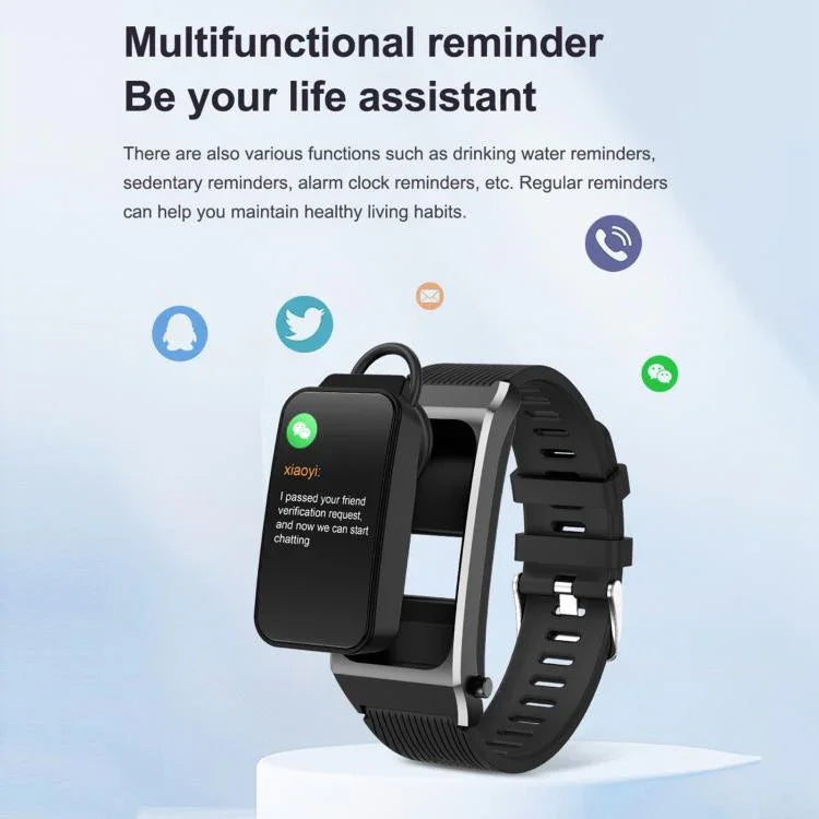 B7 Pro นาฬิกาอัจฉริยะหน้าจอ 1.5 นิ้ว 2 ใน 1 พร้อมหูฟังบลูทูธ สายซิลิโคน รองรับการวัดอัตราการเต้นหัวใจ / การติดตามการนอนหลับ
