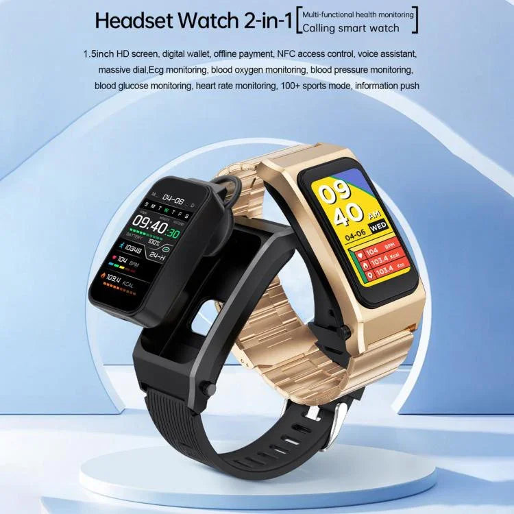 B7 Pro นาฬิกาอัจฉริยะหน้าจอ 1.5 นิ้ว 2 ใน 1 พร้อมหูฟังบลูทูธ สายซิลิโคน รองรับการวัดอัตราการเต้นหัวใจ / การติดตามการนอนหลับ