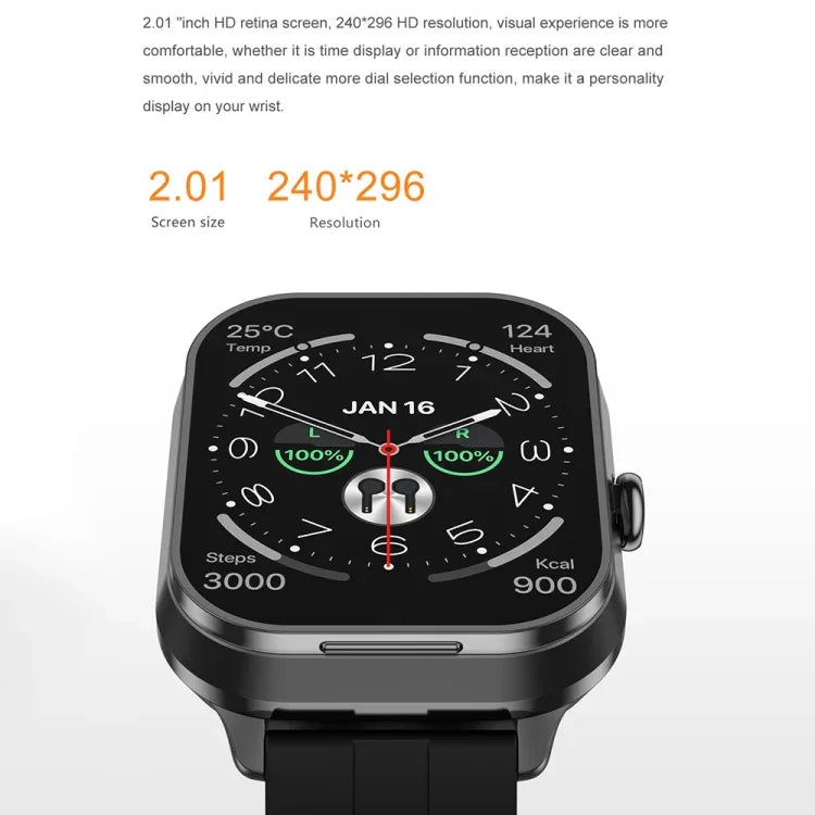 นาฬิกาอัจฉริยะ D8 Pro จอ 2.01 นิ้ว 2-in-1 พร้อมหูฟังบลูทูธ สายซิลิโคน รองรับ NFC พร้อมฝาครอบ