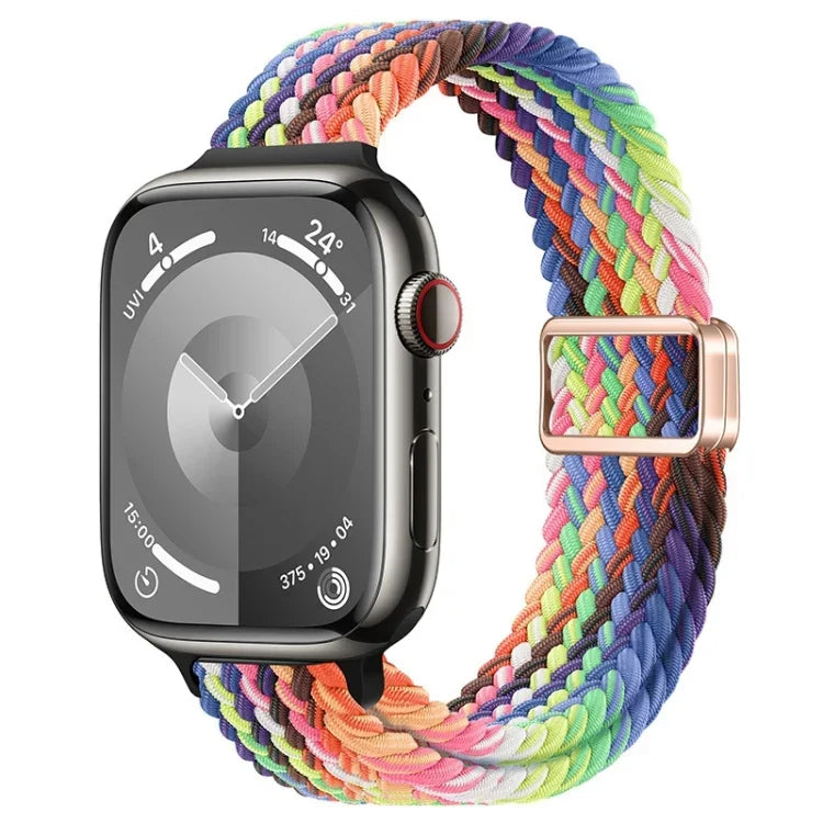 สายรัดนาฬิกาถักไนลอนหัวเข็มขัดแม่เหล็กบาง สำหรับ Apple Watch SE 2023 44 มม., สำหรับ Apple Watch SE 2023 40 มม.