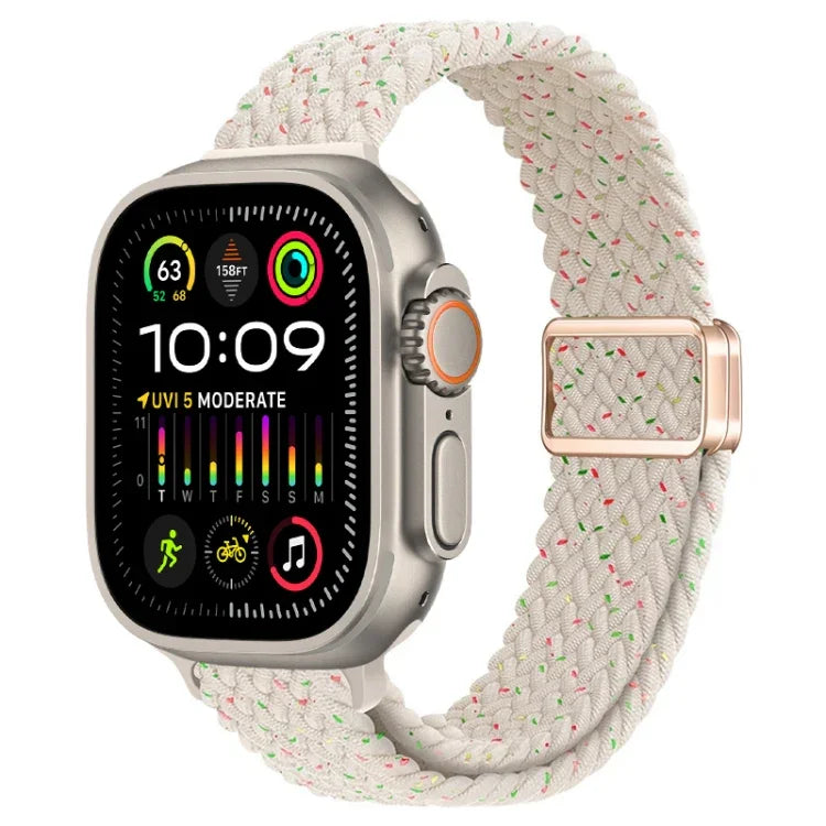 สายรัดนาฬิกาถักไนลอนหัวเข็มขัดแม่เหล็กบาง สำหรับ Apple Watch Ultra 2 49 มม., สำหรับ Apple Watch Series 9 45 มม.