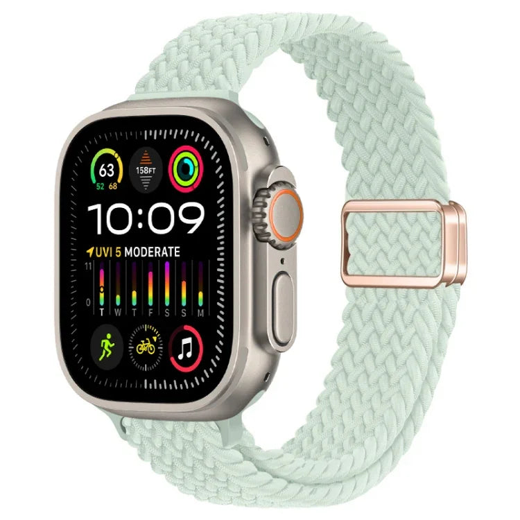 สายรัดนาฬิกาถักไนลอนหัวเข็มขัดแม่เหล็กบาง สำหรับ Apple Watch Ultra 2 49 มม., สำหรับ Apple Watch Series 9 45 มม.