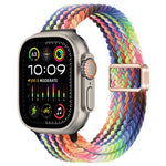 สายรัดนาฬิกาถักไนลอนหัวเข็มขัดแม่เหล็กบาง สำหรับ Apple Watch Ultra 2 49 มม., สำหรับ Apple Watch Series 9 45 มม.