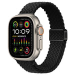 สายรัดนาฬิกาถักไนลอนหัวเข็มขัดแม่เหล็กบาง สำหรับ Apple Watch Ultra 2 49 มม., สำหรับ Apple Watch Series 9 45 มม.