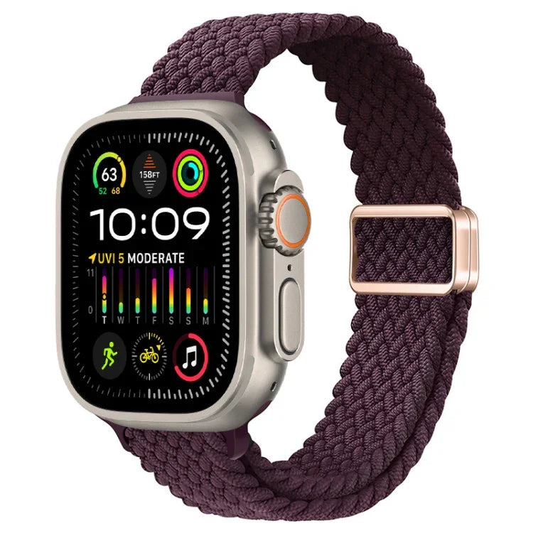 สายรัดนาฬิกาถักไนลอนหัวเข็มขัดแม่เหล็กบาง สำหรับ Apple Watch Ultra 2 49 มม., สำหรับ Apple Watch Series 9 45 มม.
