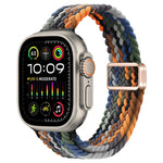 สายรัดนาฬิกาถักไนลอนหัวเข็มขัดแม่เหล็กบาง สำหรับ Apple Watch Ultra 2 49 มม., สำหรับ Apple Watch Series 9 45 มม.