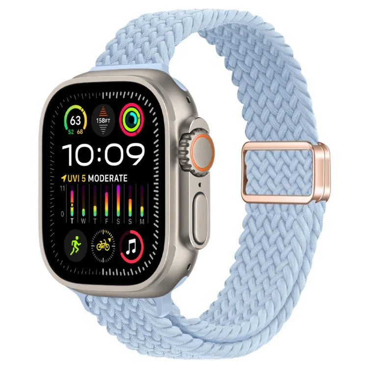 สายรัดนาฬิกาถักไนลอนหัวเข็มขัดแม่เหล็กบาง สำหรับ Apple Watch Ultra 2 49 มม., สำหรับ Apple Watch Series 9 45 มม.