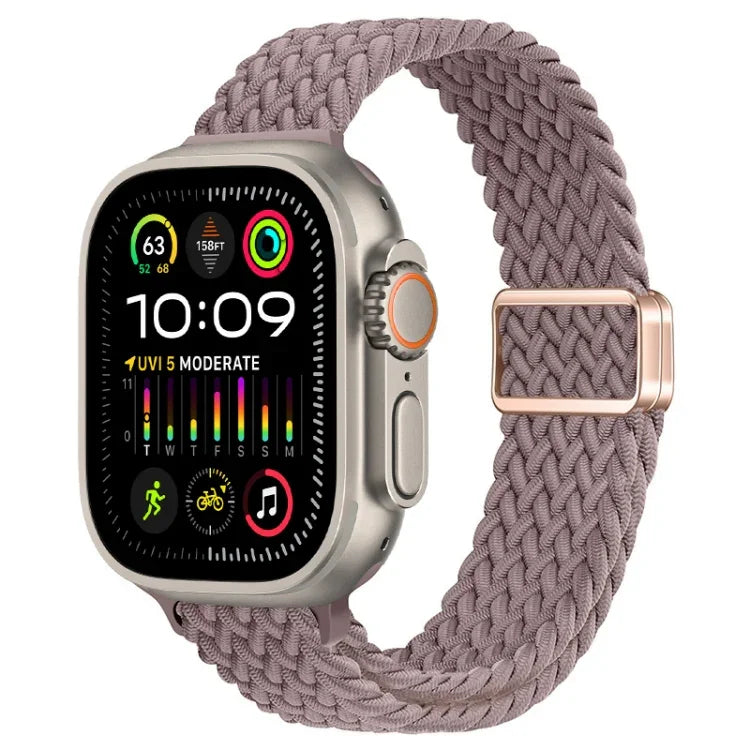 สายรัดนาฬิกาถักไนลอนหัวเข็มขัดแม่เหล็กบาง สำหรับ Apple Watch Ultra 2 49 มม., สำหรับ Apple Watch Series 9 45 มม.