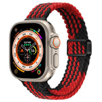 สายรัดนาฬิกาถักไนลอนหัวเข็มขัดแม่เหล็กบาง สำหรับ Apple Watch Series 9 ขนาด 41 มม. สำหรับ Apple Watch Ultra ขนาด 49 มม.