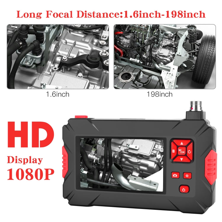 P30 8mm 1080P IP68 กันน้ำ กล้องส่องทางไกลดิจิทัลหน้าจอ 4.3 นิ้ว กล้องคู่ สายแข็ง 2m, สายแข็ง 5m, สายแข็ง 10m