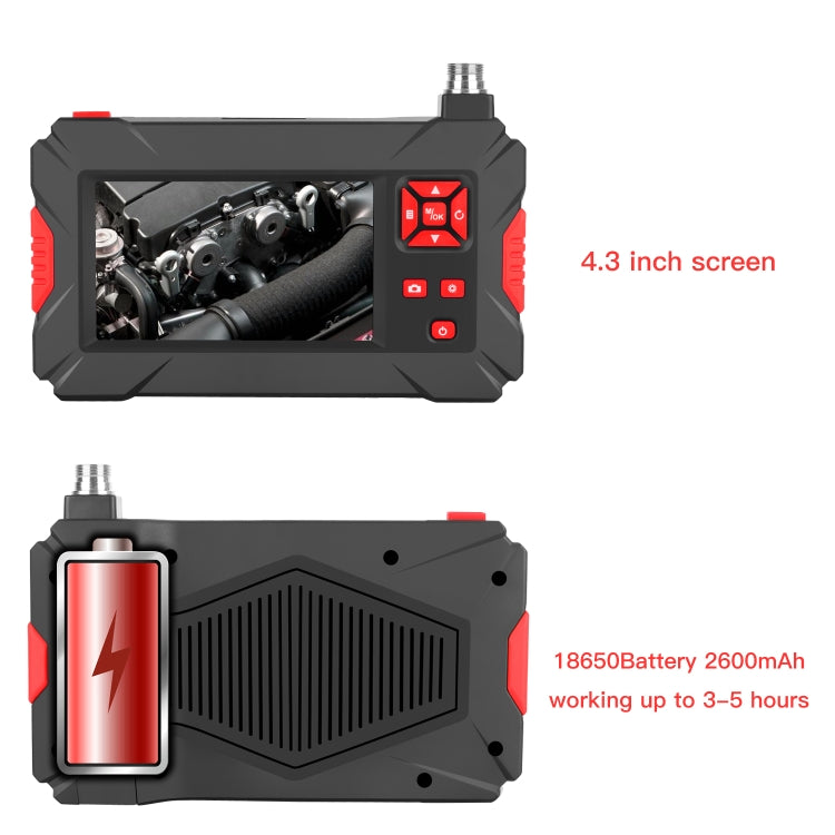 P30 8mm 1080P IP68 กันน้ำ กล้องส่องทางไกลดิจิทัลหน้าจอ 4.3 นิ้ว กล้องคู่ สายแข็ง 2m, สายแข็ง 5m, สายแข็ง 10m