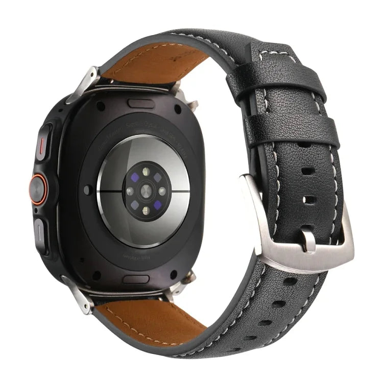 สายรัดนาฬิกาหนังแท้เรียบ สำหรับ Samsung Galaxy Watch Ultra 47 มม. / Ultra 2025