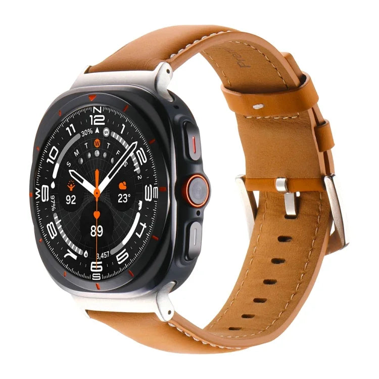 สายรัดนาฬิกาหนังแท้เรียบ สำหรับ Samsung Galaxy Watch Ultra 47 มม. / Ultra 2025