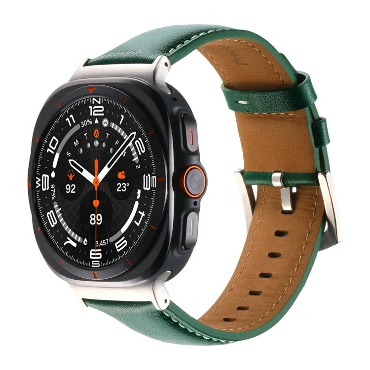 สายรัดนาฬิกาหนังแท้เรียบ สำหรับ Samsung Galaxy Watch Ultra 47 มม. / Ultra 2025