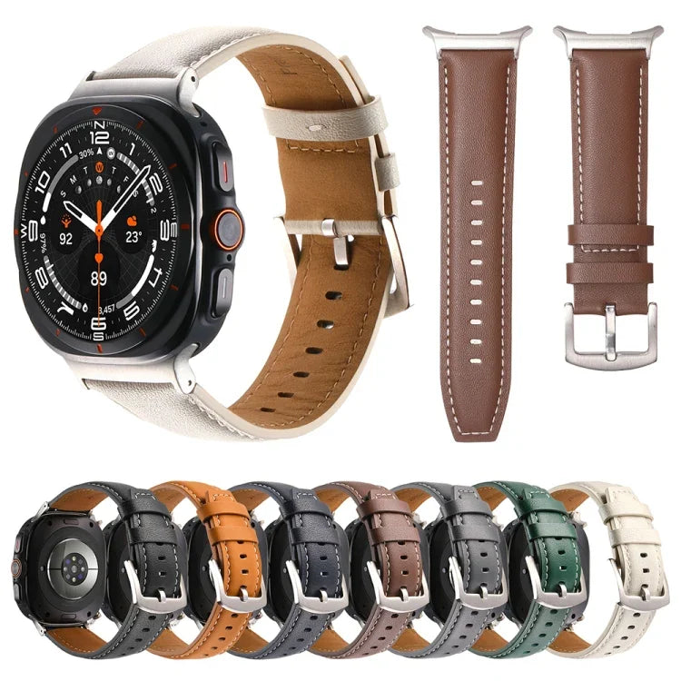 สายรัดนาฬิกาหนังแท้เรียบ สำหรับ Samsung Galaxy Watch Ultra 47 มม. / Ultra 2025