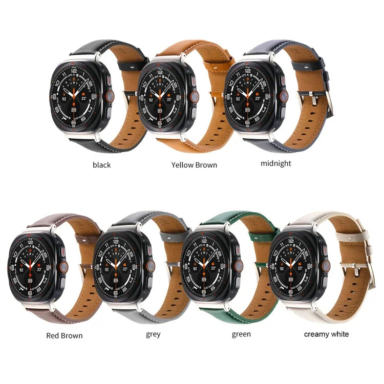 สายรัดนาฬิกาหนังแท้เรียบ สำหรับ Samsung Galaxy Watch Ultra 47 มม. / Ultra 2025