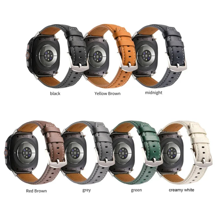 สายรัดนาฬิกาหนังแท้เรียบ สำหรับ Samsung Galaxy Watch Ultra 47 มม. / Ultra 2025