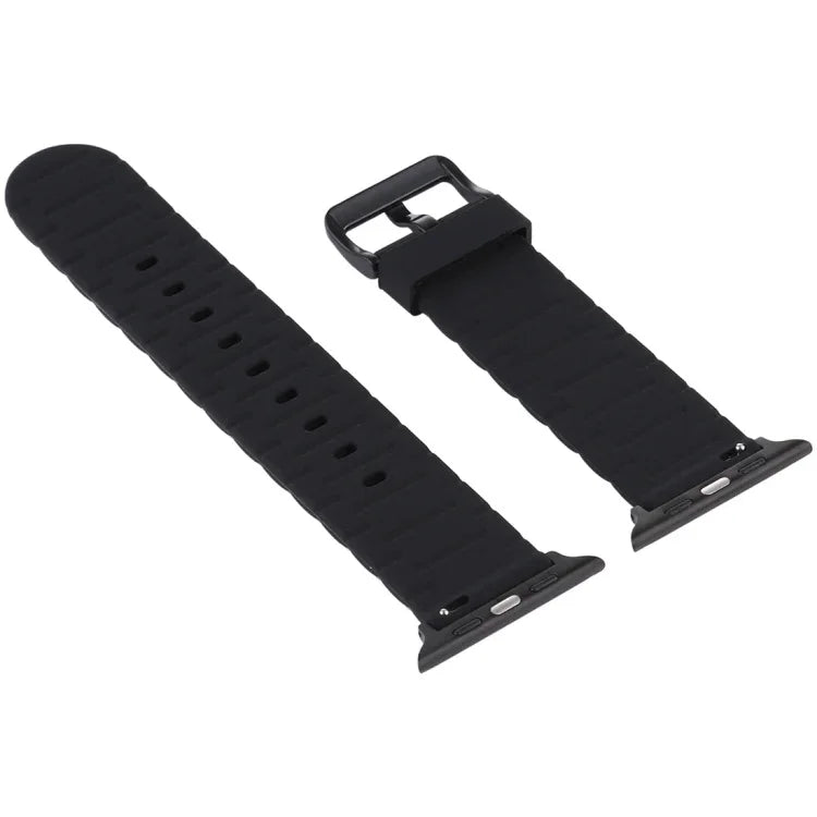 สายข้อมือซิลิโคนลายคลื่น สำหรับ Apple Watch 5 & 4 ขนาด 44 มม. / 3 & 2 & 1 ขนาด 42 มม., สำหรับ Apple Watch Series 8&7 ขนาด 41 มม. / SE 2&6&SE&5&4 ขนาด 40 มม. / 3&2&1 ขนาด 38 มม.