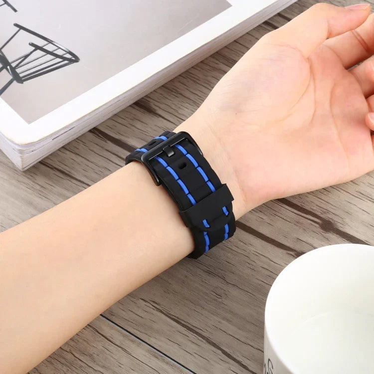 สายข้อมือซิลิโคนลายคลื่น สำหรับ Apple Watch 5 & 4 ขนาด 44 มม. / 3 & 2 & 1 ขนาด 42 มม., สำหรับ Apple Watch Series 8&7 ขนาด 41 มม. / SE 2&6&SE&5&4 ขนาด 40 มม. / 3&2&1 ขนาด 38 มม.