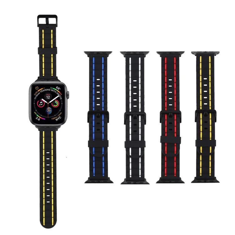 สายข้อมือซิลิโคนลายคลื่น สำหรับ Apple Watch 5 & 4 ขนาด 44 มม. / 3 & 2 & 1 ขนาด 42 มม., สำหรับ Apple Watch Series 8&7 ขนาด 41 มม. / SE 2&6&SE&5&4 ขนาด 40 มม. / 3&2&1 ขนาด 38 มม.
