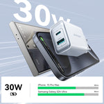 JOYROOM JR-TCF15 30W USB+USB-C / Type-C ชาร์จเร็ว, ปลั๊ก EU, ปลั๊ก UK