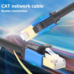 สายแลน CAT8e ทองแดงแท้ สำหรับสวิตช์และเราเตอร์คอมพิวเตอร์ ยาว 1 ม., 2 ม., 3 ม., 5 ม., 8 ม., 10 ม., 15 ม., 20 ม., 30 ม.