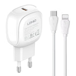 LDNIO A1206C PD27W USB-C / Type-C ชาร์จเร็ว พร้อมสาย 8 พิน 1 เมตร, ปลั๊ก EU