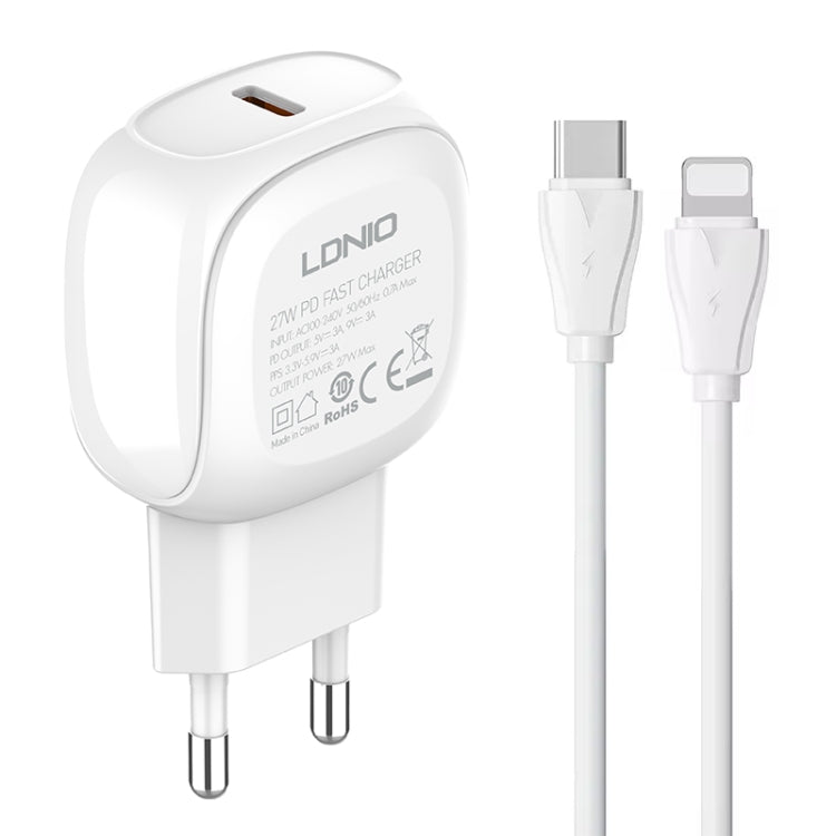 LDNIO A1206C PD27W USB-C / Type-C ชาร์จเร็ว พร้อมสาย 8 พิน 1 เมตร, ปลั๊ก EU